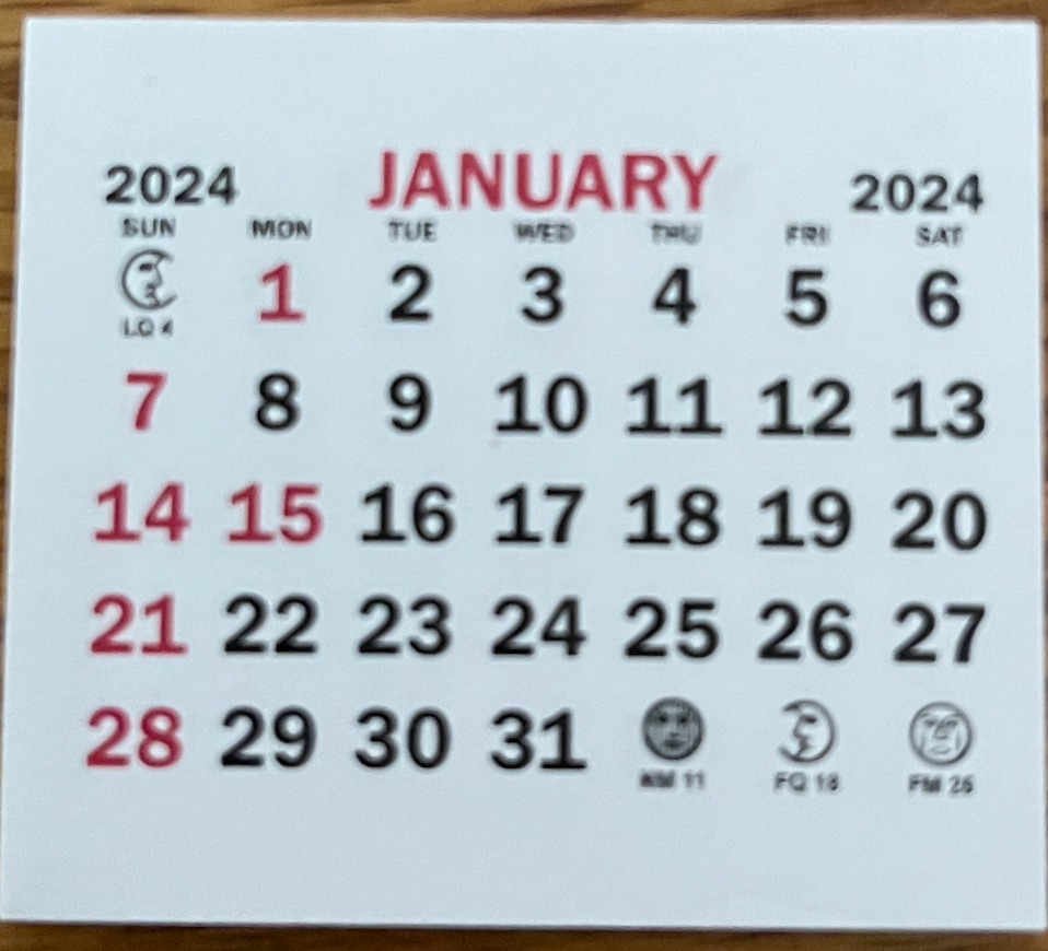 TEAR OFF 2024 CALENDAR MINI 1-3/4" x 1-1/2" WALL POCKET PURSE CARD OFFICE SCHOOL