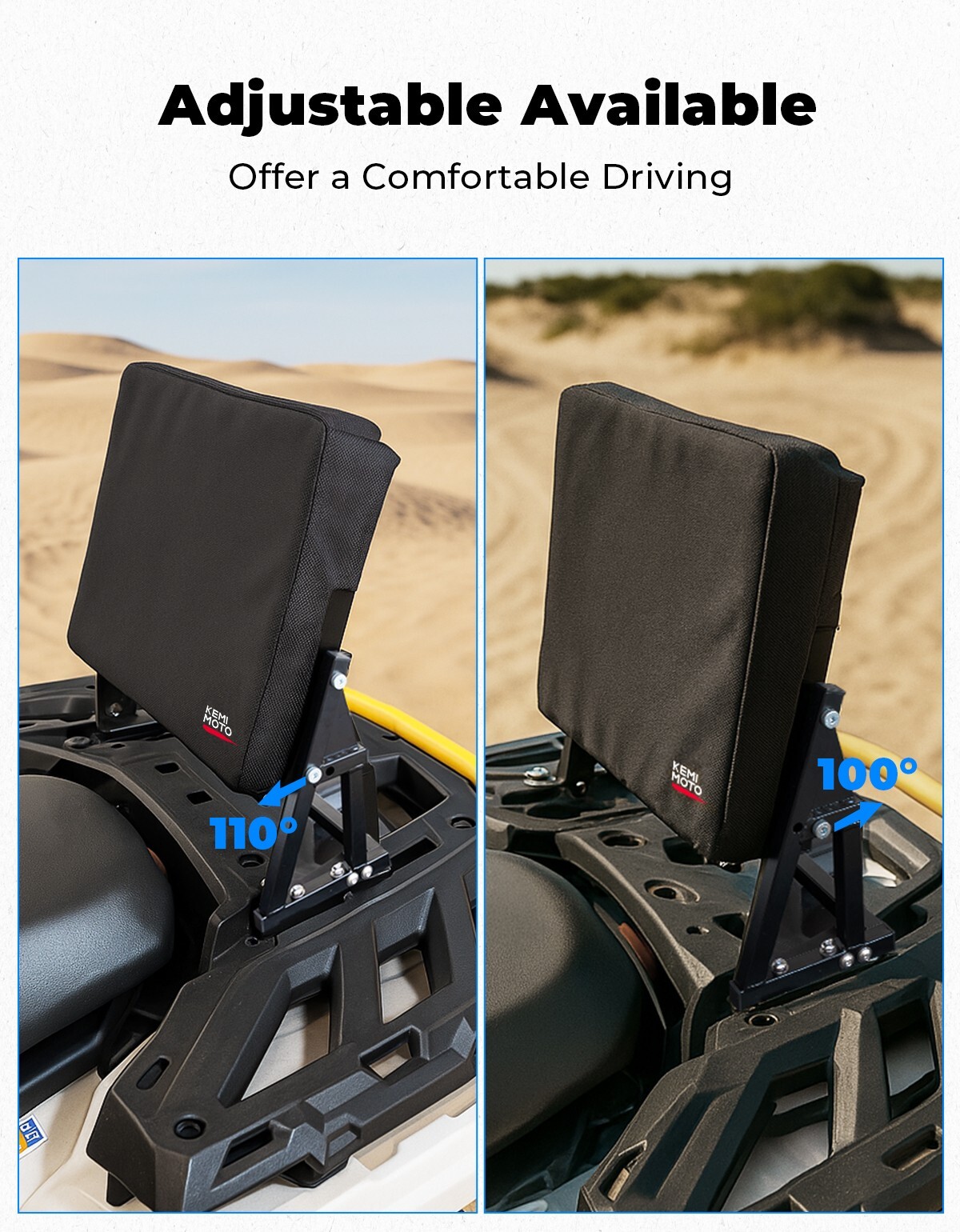 ATV Rear Seat Backrest W/ Steel Frame For Polaris Suzuki Can Am Grizzly Fourtrax