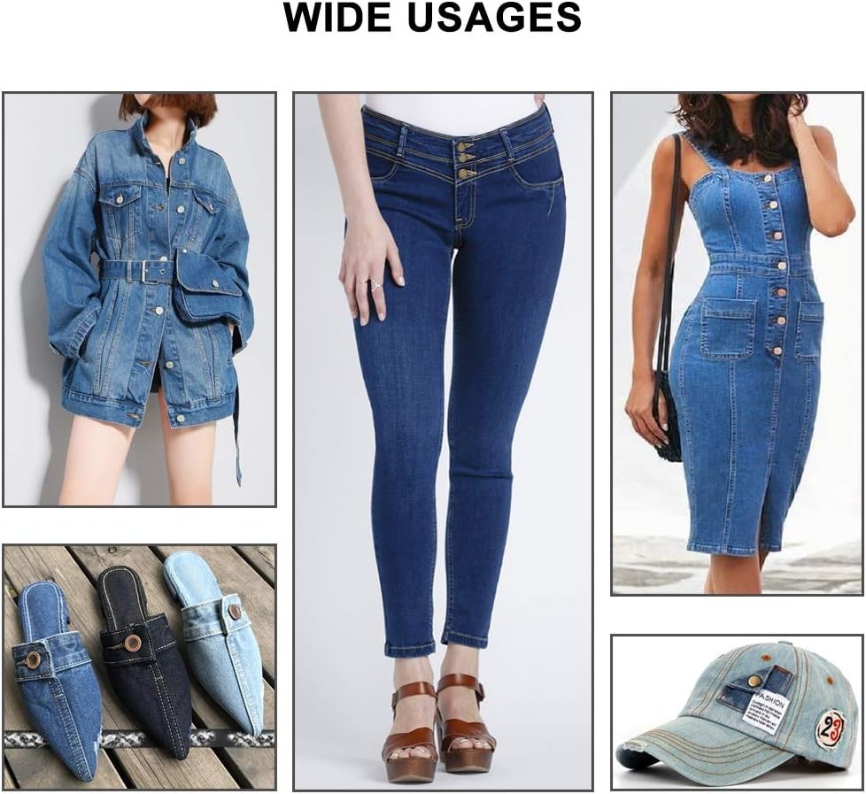 15 Sets Replacement Jeans Buttons, 17mm No-Sew Nailess Removable Metal Jeans