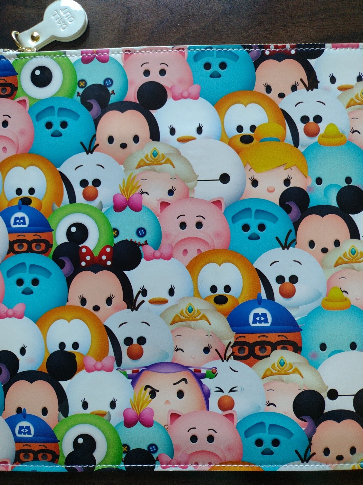Large Disney Tsum Tsum Zip Pouch Wallet Call Out Vinyl Microfiber bag case 10x14