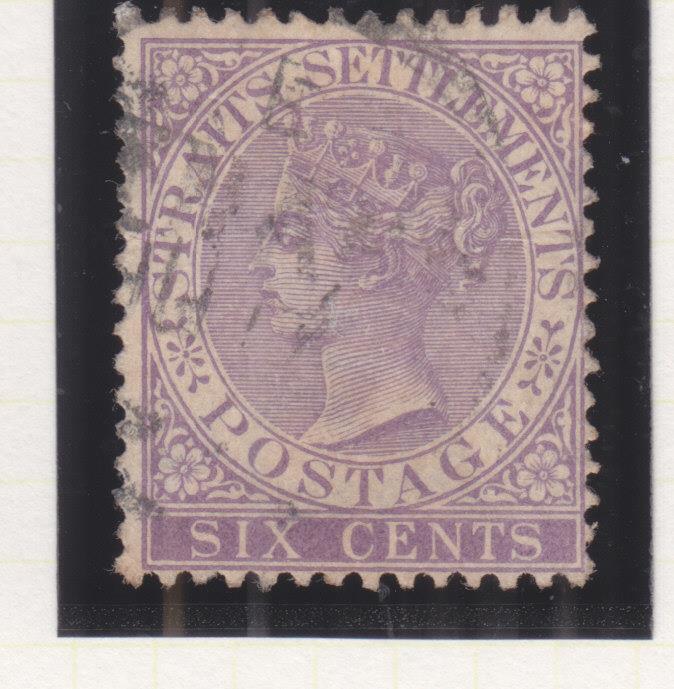 STRAITS SETTLEMENTS, 1884 CA, 6c. Violet, used.