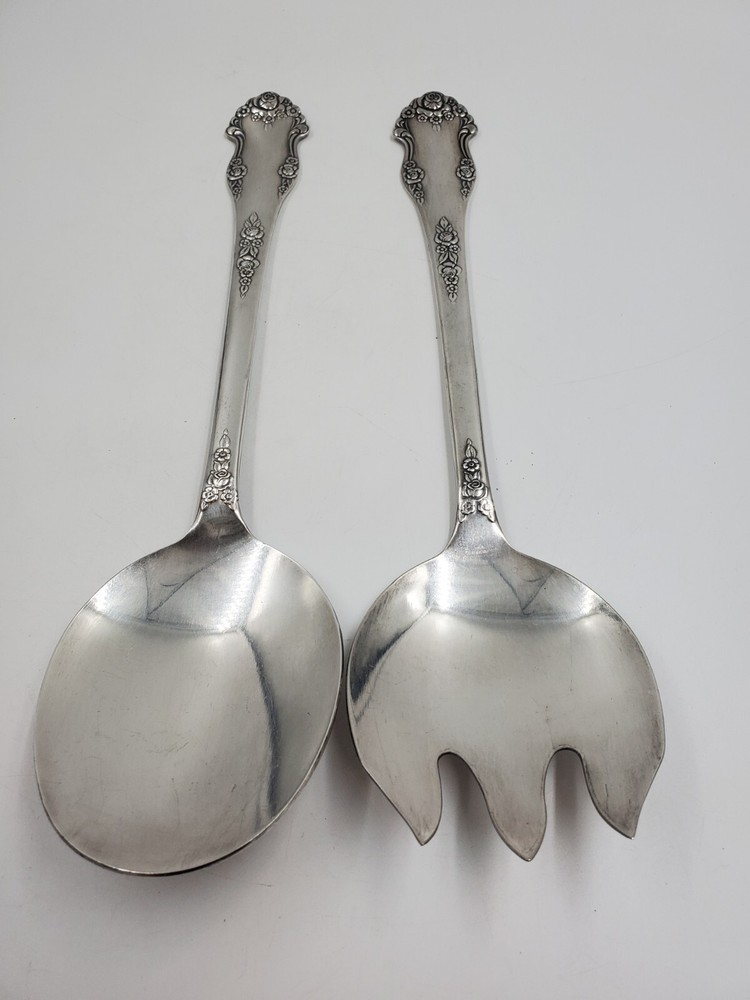 VTG King Edward Silverplate Holiday 1951 Pattern Fork & Spoon Salad Serving Set
