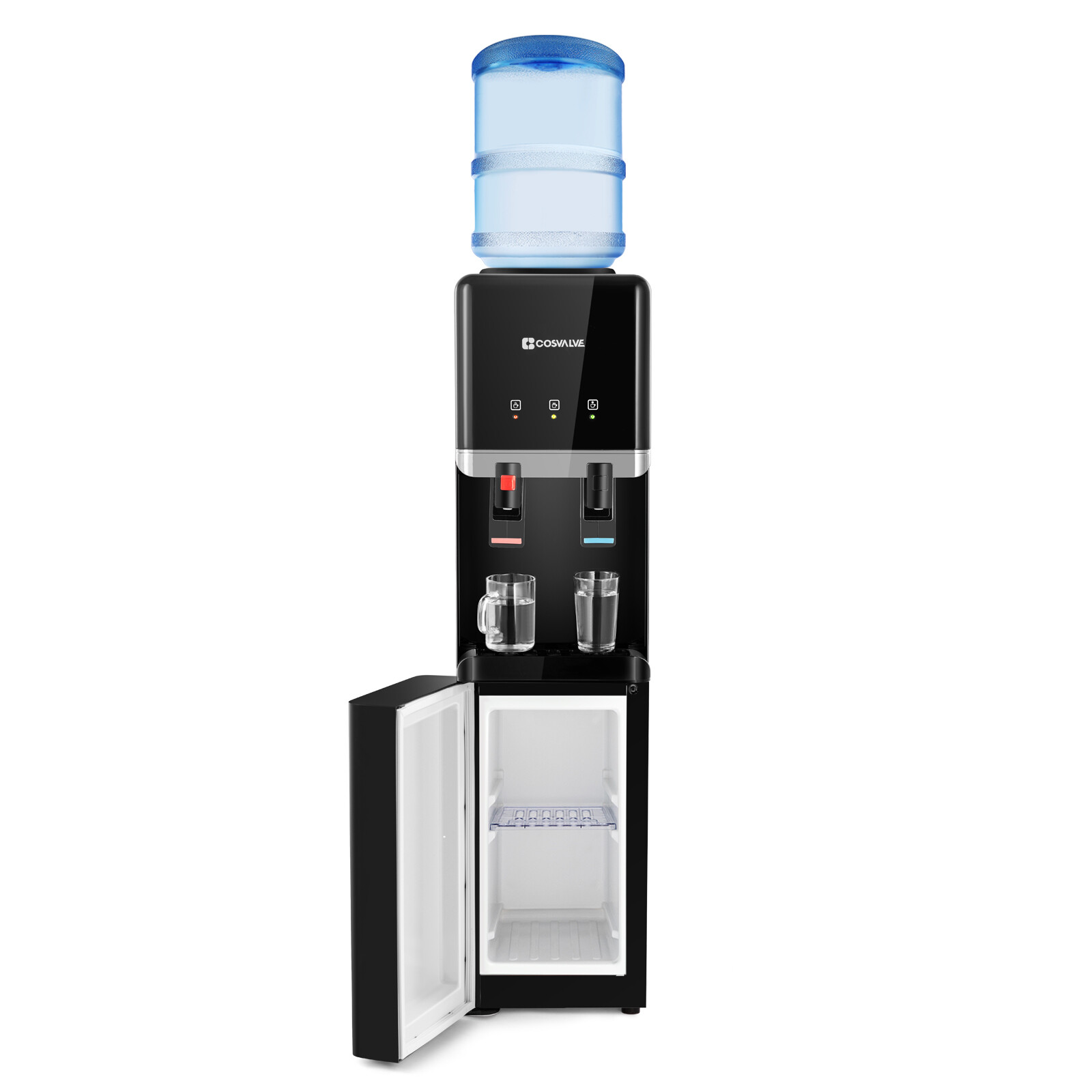 Top Loading Hot/Cold Water Cooler Dispenser Compressor Refrigeration w/ Freezer