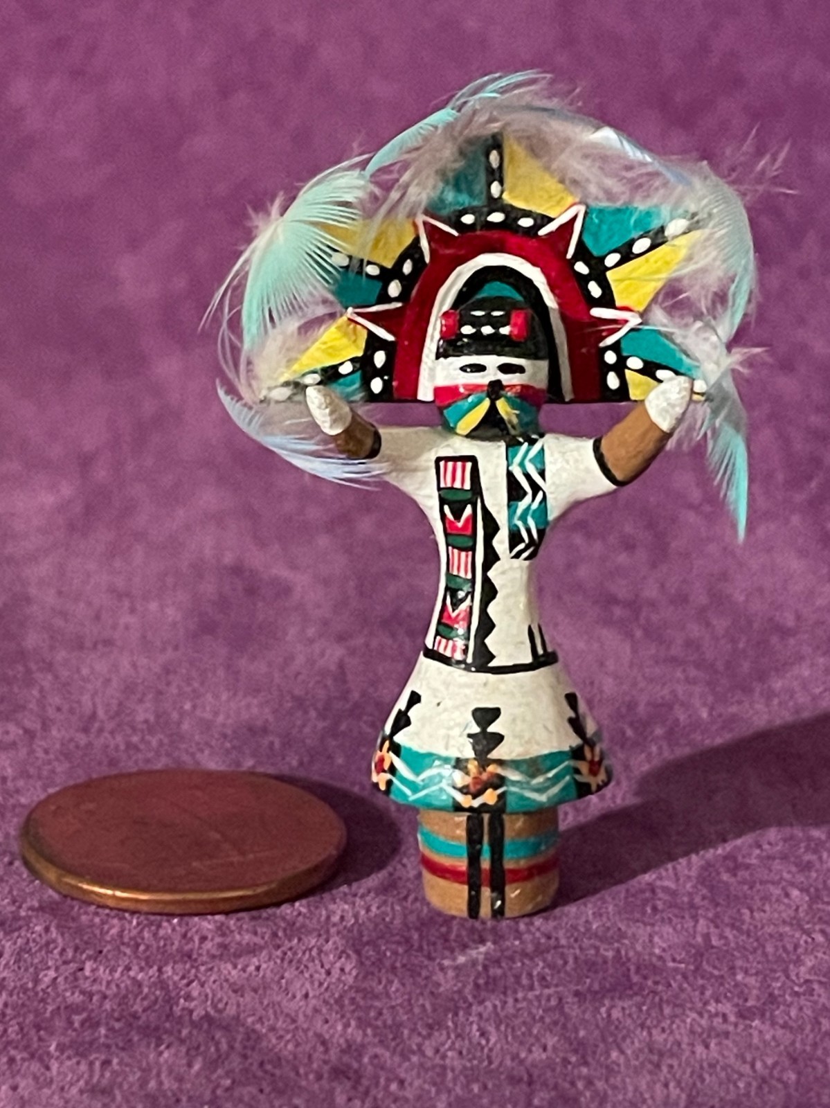 MINIATURE-KACHINA-APACHE GAAN DANCER-NATIVE AMERICAN-TINY FINE DETAILS-1.75"