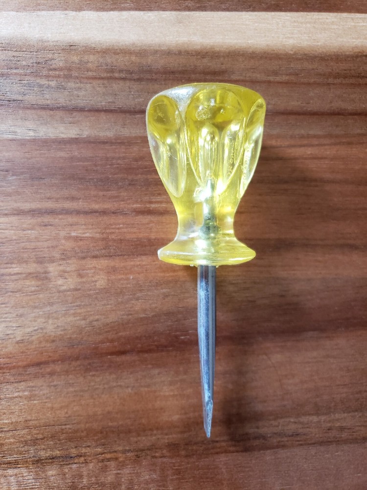 Vintage Stubby Flathead Screwdriver Yellow Acrylic Handle