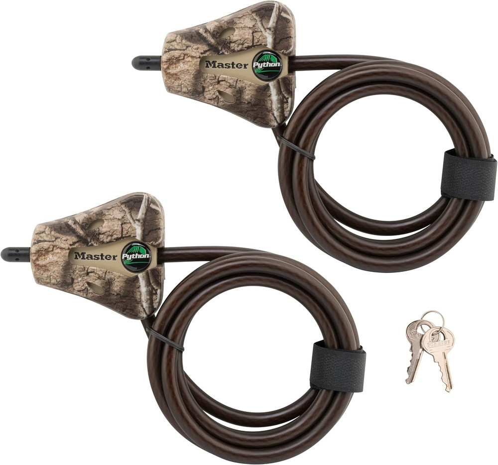 Cable Lock, Python Adjustable Keyed Cable Lock, 6 Ft. Long Cable, 2 Pack Mossy O