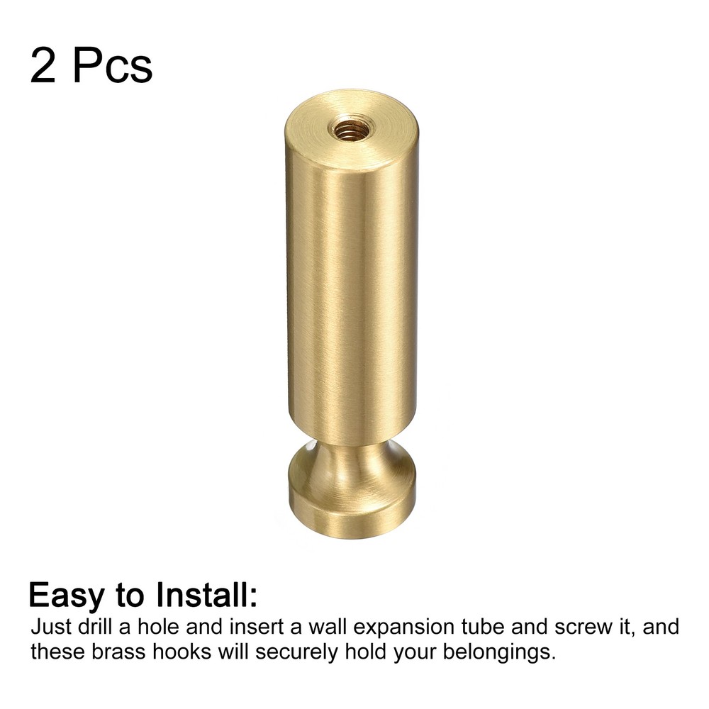 Decorative Wall Hooks, 2Pcs - Solid Brass Entryway Coat Hooks (15mm x 54mm)