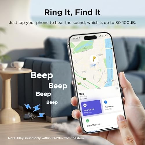 FineTrack Air Tracker Tags (iOS Only) - 4 Pack - 2-Year Replacement Battery