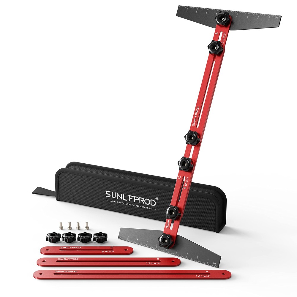 SUNLFPROD Stair Tread Template Tool - Solid Gauge, 60IN, Red-Gray