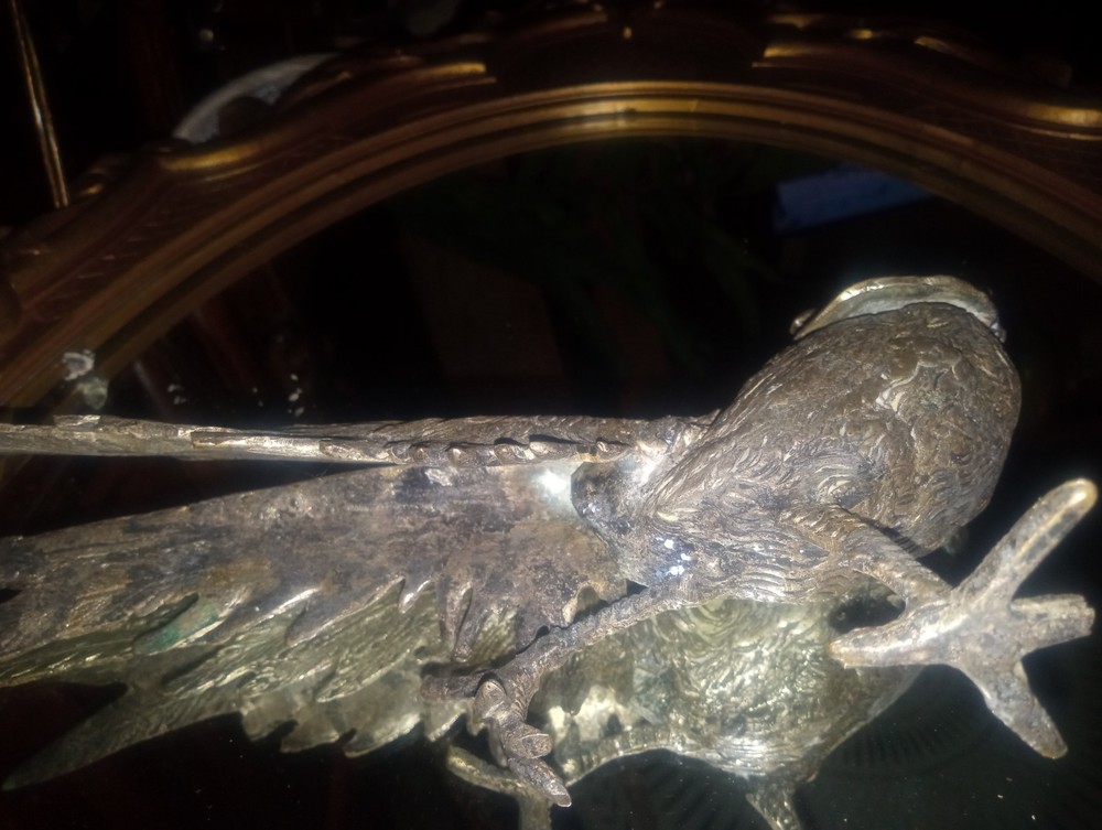 Silver Plated Pheasant Menu Holder Italy