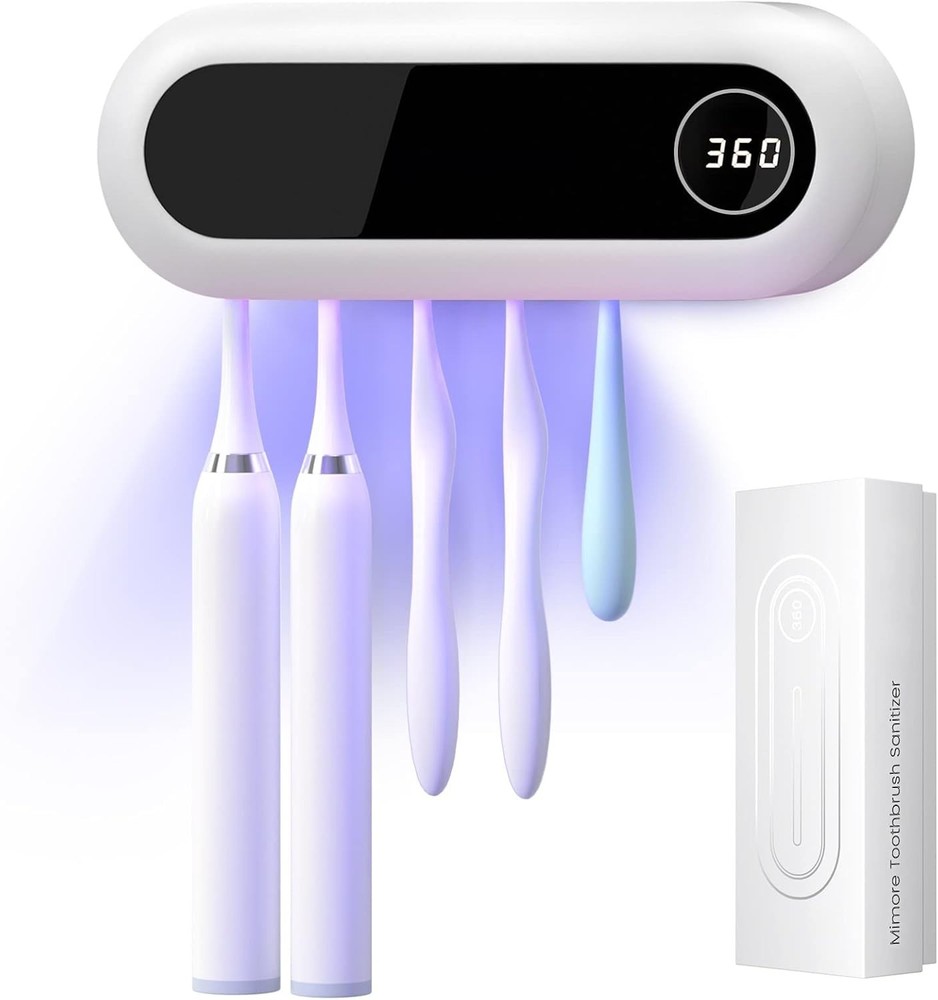 "MIMORE Wall Mounted Toothbrush Holder 5 Slots Cordless with Timer for Bathroom"