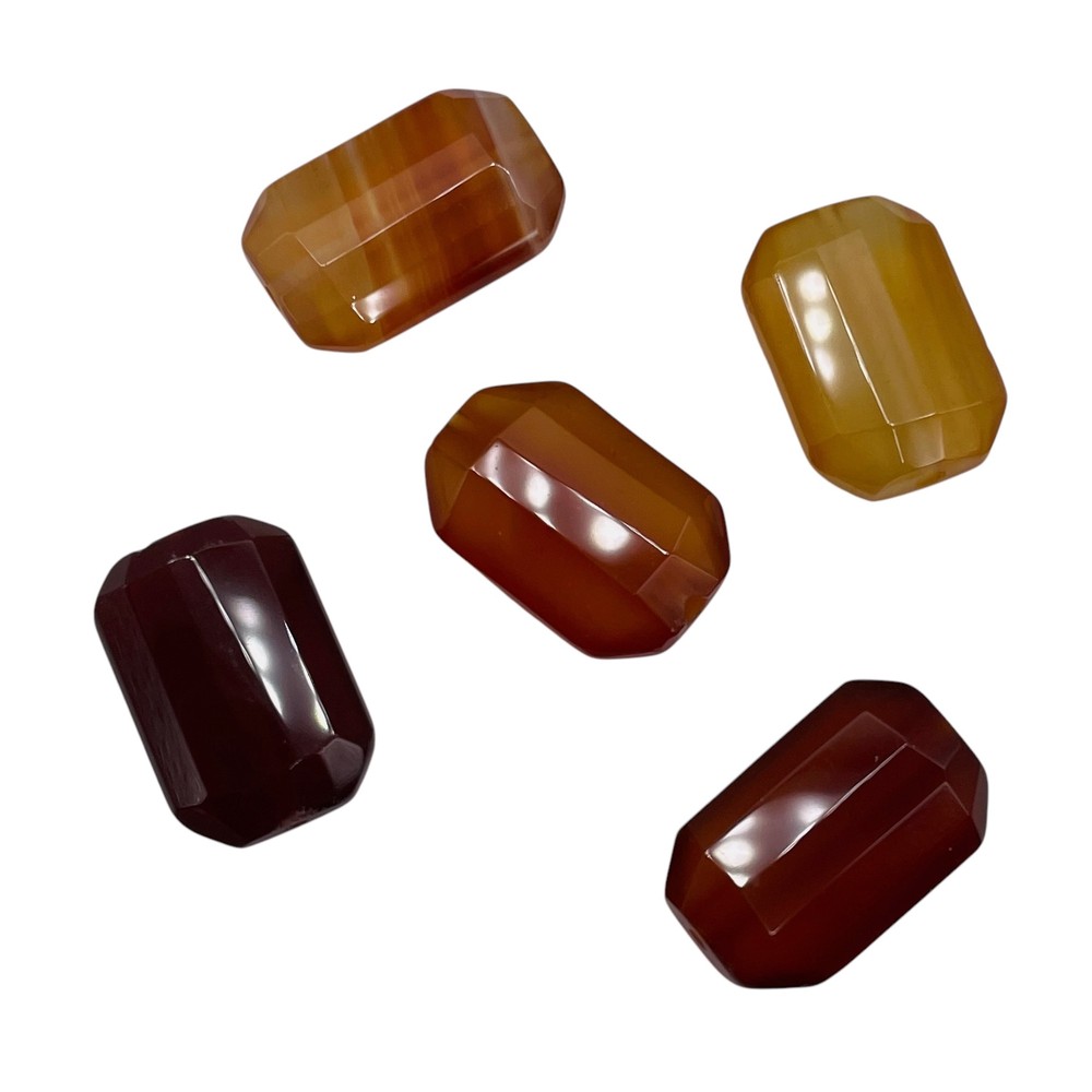 Faceted Carnelian Agate 12x18mm Rectangular Beads | 5 Beads |