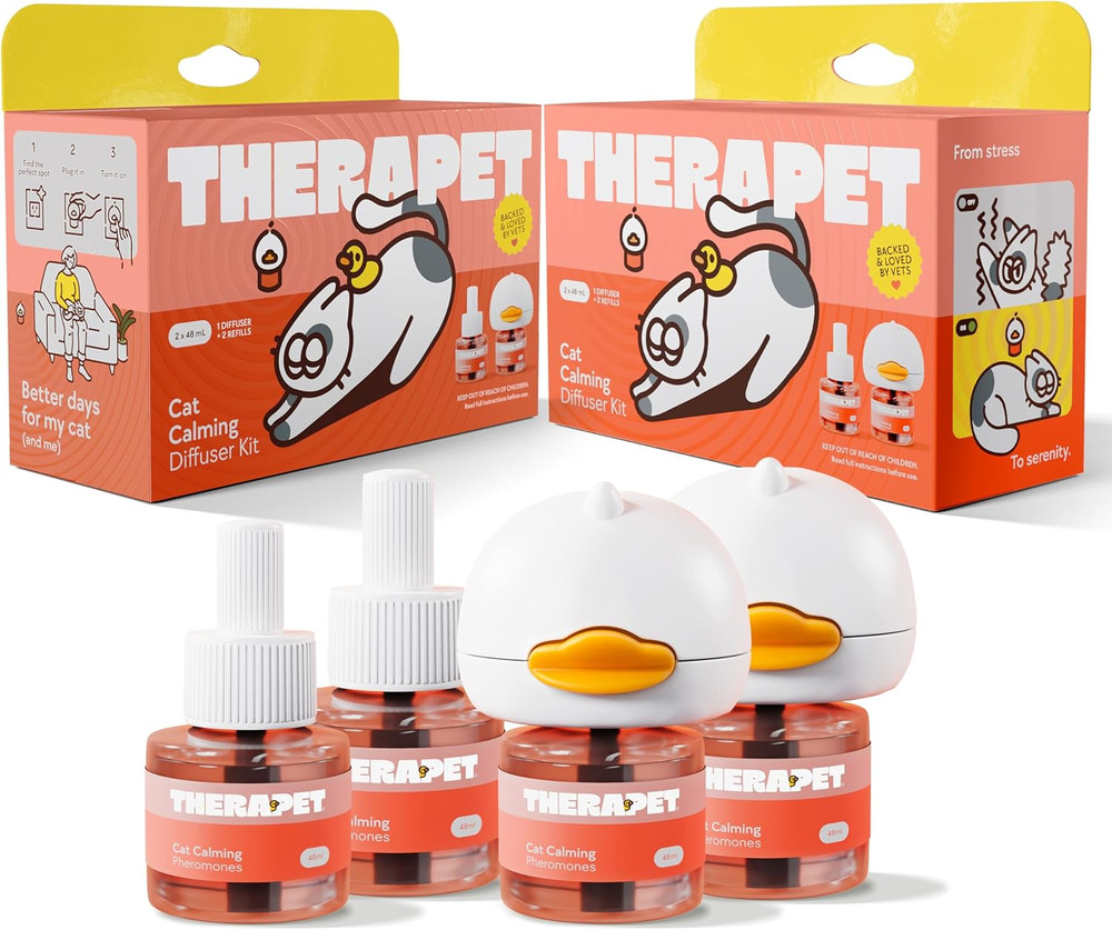 2-Pack 120-Days Cat Calming Diffuser Kits - Dual-Pheromone Cat Diffusers for Str