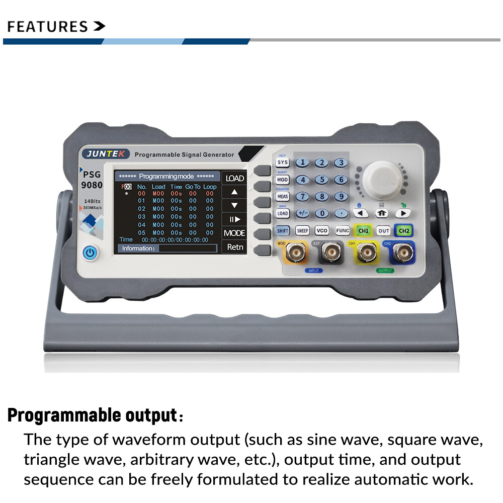 JUNTEK PSG9080 programmable DDS function Aribitrary Waveform Generator 2CH 80Mhz