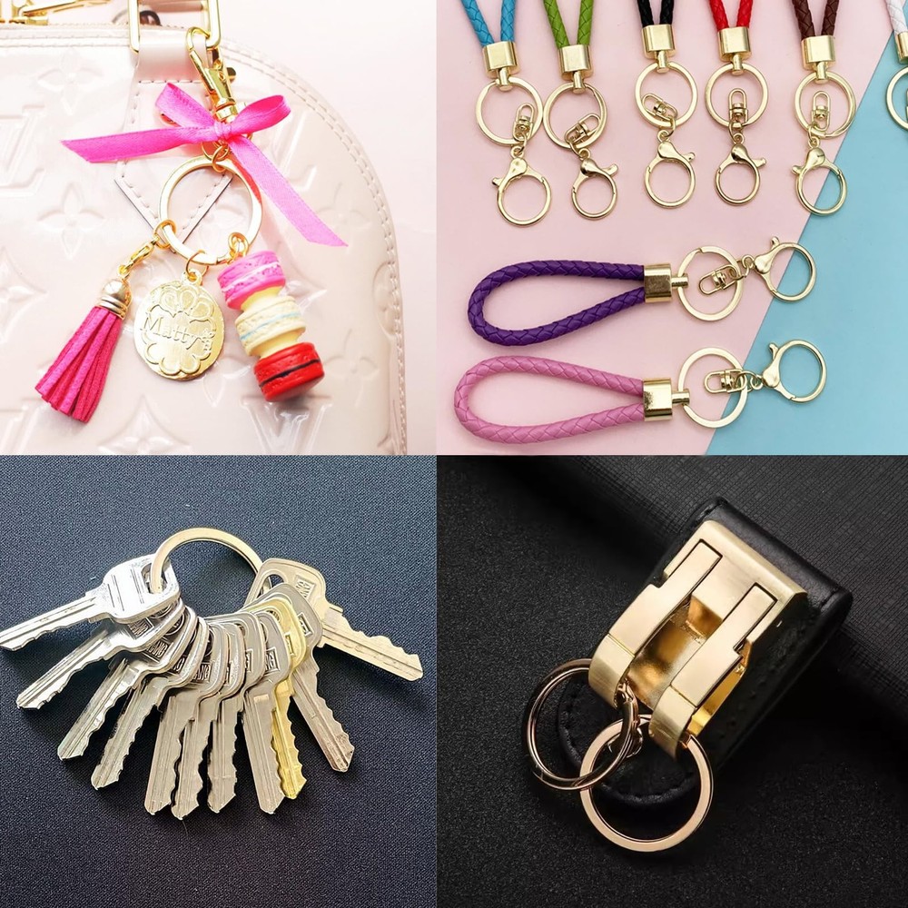 15/20/25/30/32/35mm Solid Brass Flat Keyring Split Key Rings Hoop Loop Keychain