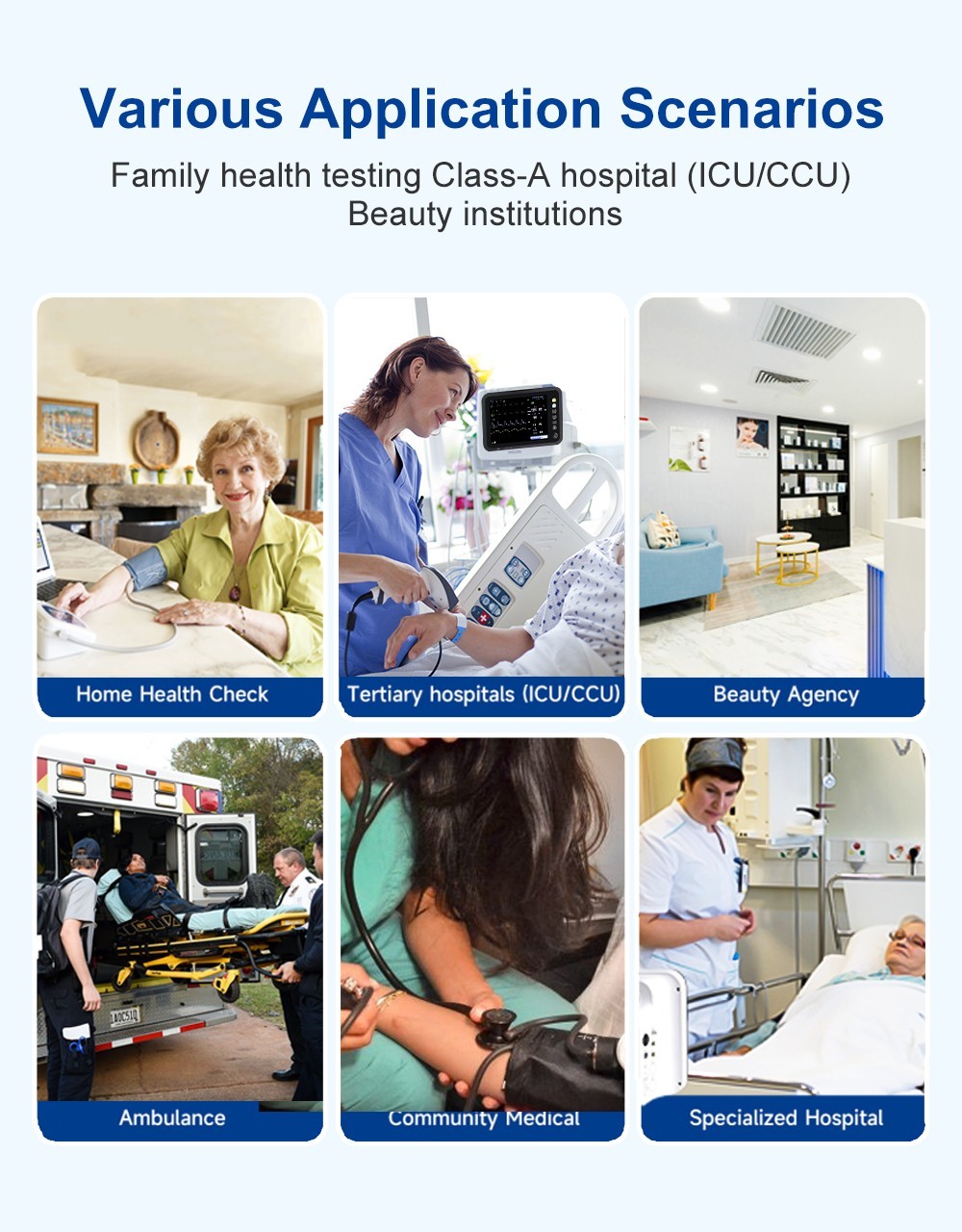12-Inch Patient Vital Signs Monitor Multi-Parameter ECG/NIBP/TEMP/RESP/SPO2/PR