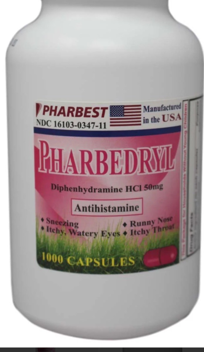 Generic Benadryl Pharbest Antihistamine Diphenhydramine 50mg Caps 1000ct