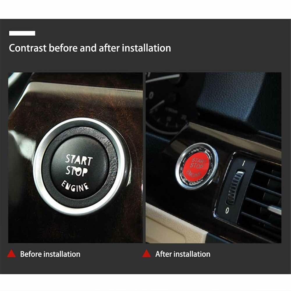 Red Engine Start-stop Push Button Cover With Black Ring Trim For BMW E90 E92 E93