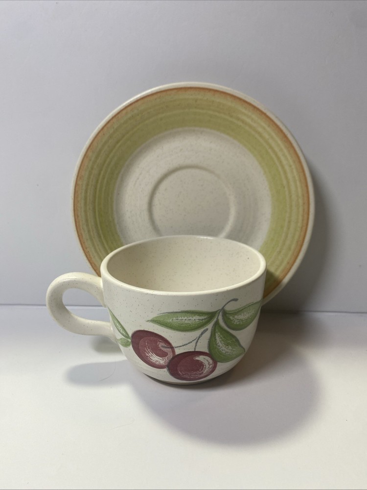 Franciscan earthenware fruit cherry cup & saucer set
