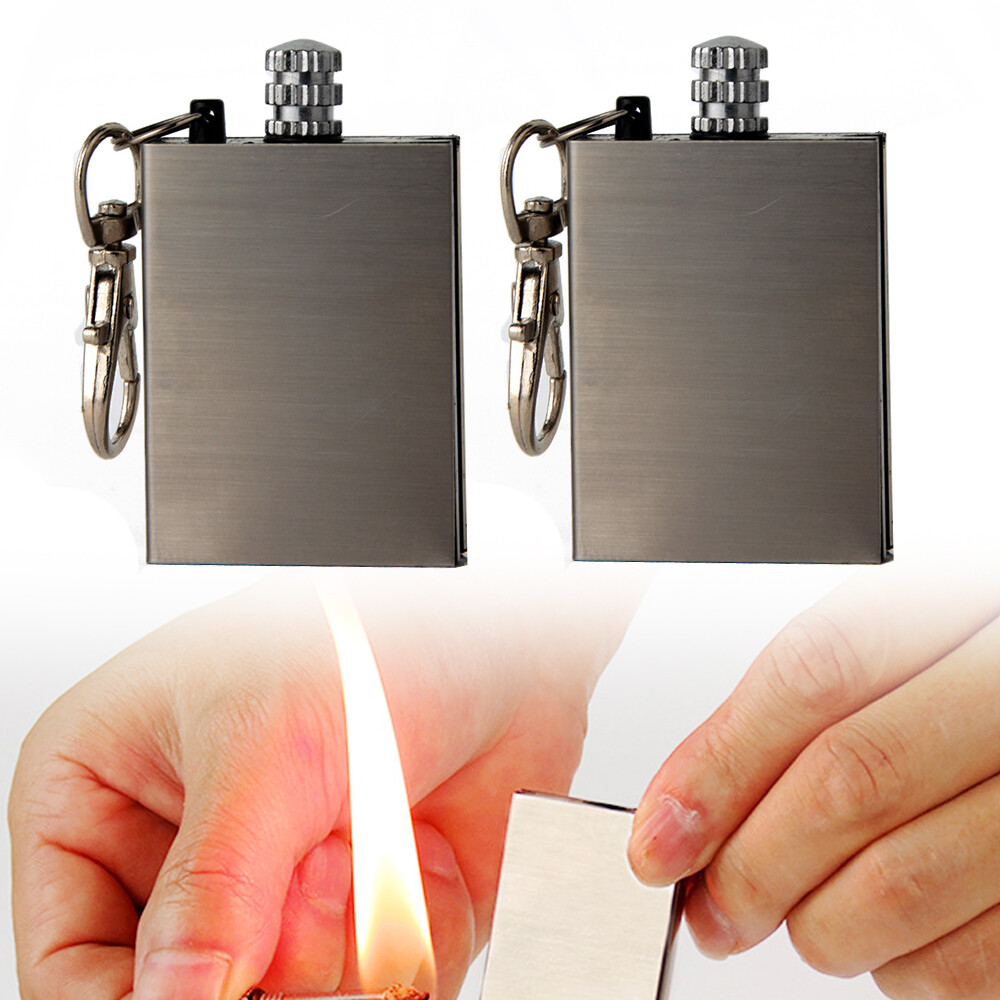 2Pcs Lighter Flint Magnesium Emergency Fire Starter Camping Survival Waterproof