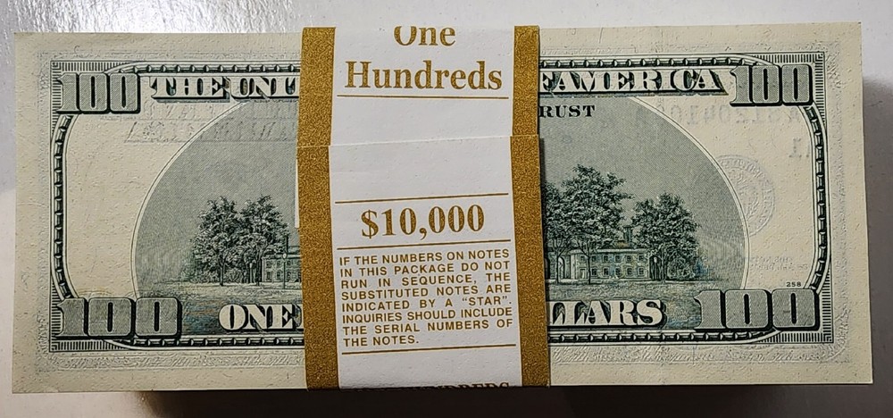 (1 Bill) 2006 Series UNCIRCULATED SEQUENTIAL $100 Dollar Bill From BEP Brick
