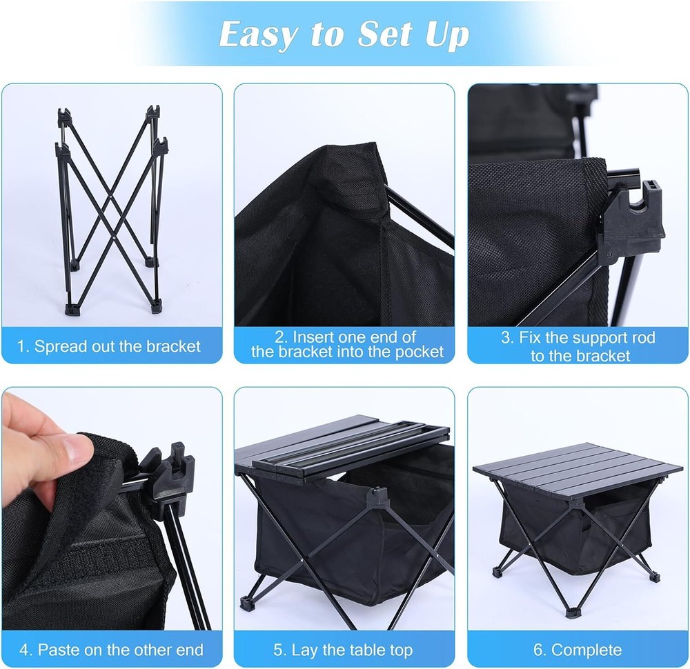 Foldable, Small Folding Table Portable with High-Capacity Small, Black