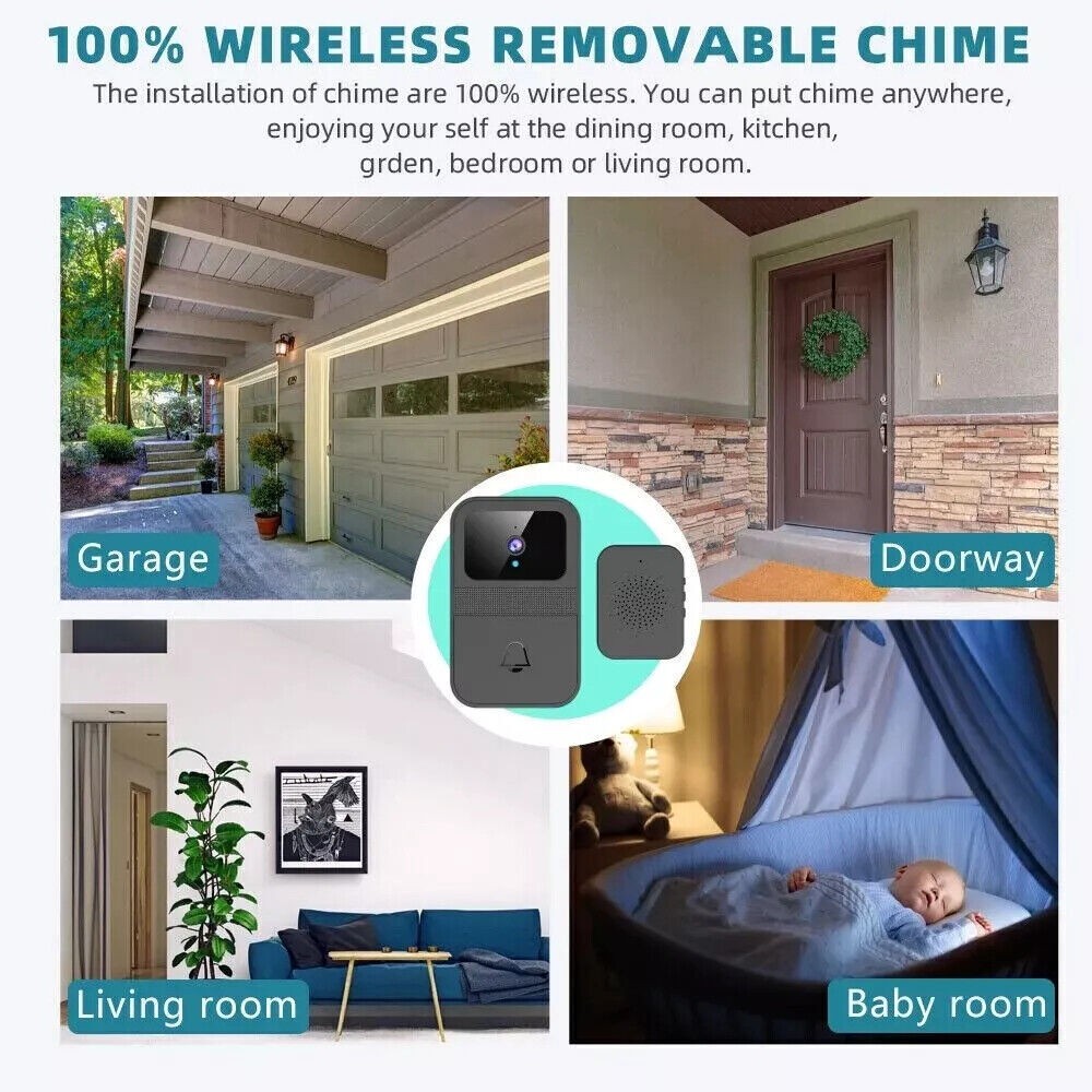 Smart Doorbell with Wireless Intercom WiFi Video Security Camera Night Vision