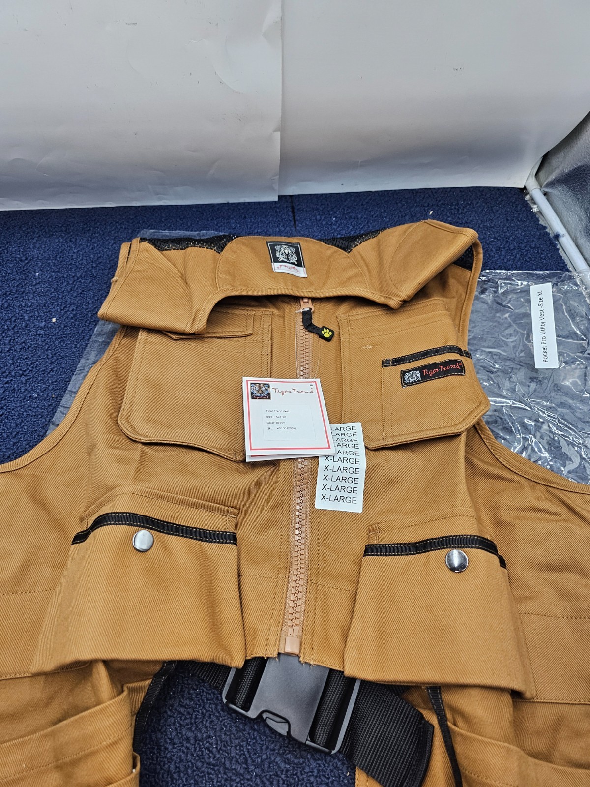 Tiger Trend 401001555XL Utility Tool Vest, Rugged Construction XLarge - Brown