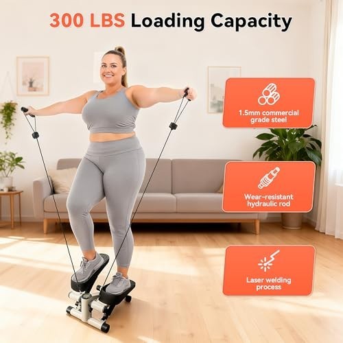 Adjustable Resistance Mini Stepper for Home Exercise - LCD Display, Quiet & Smoo
