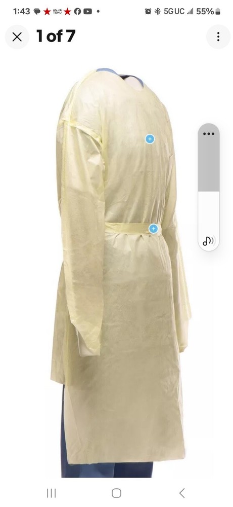Isolation Gown, Yellow 1 Pack 10pcs