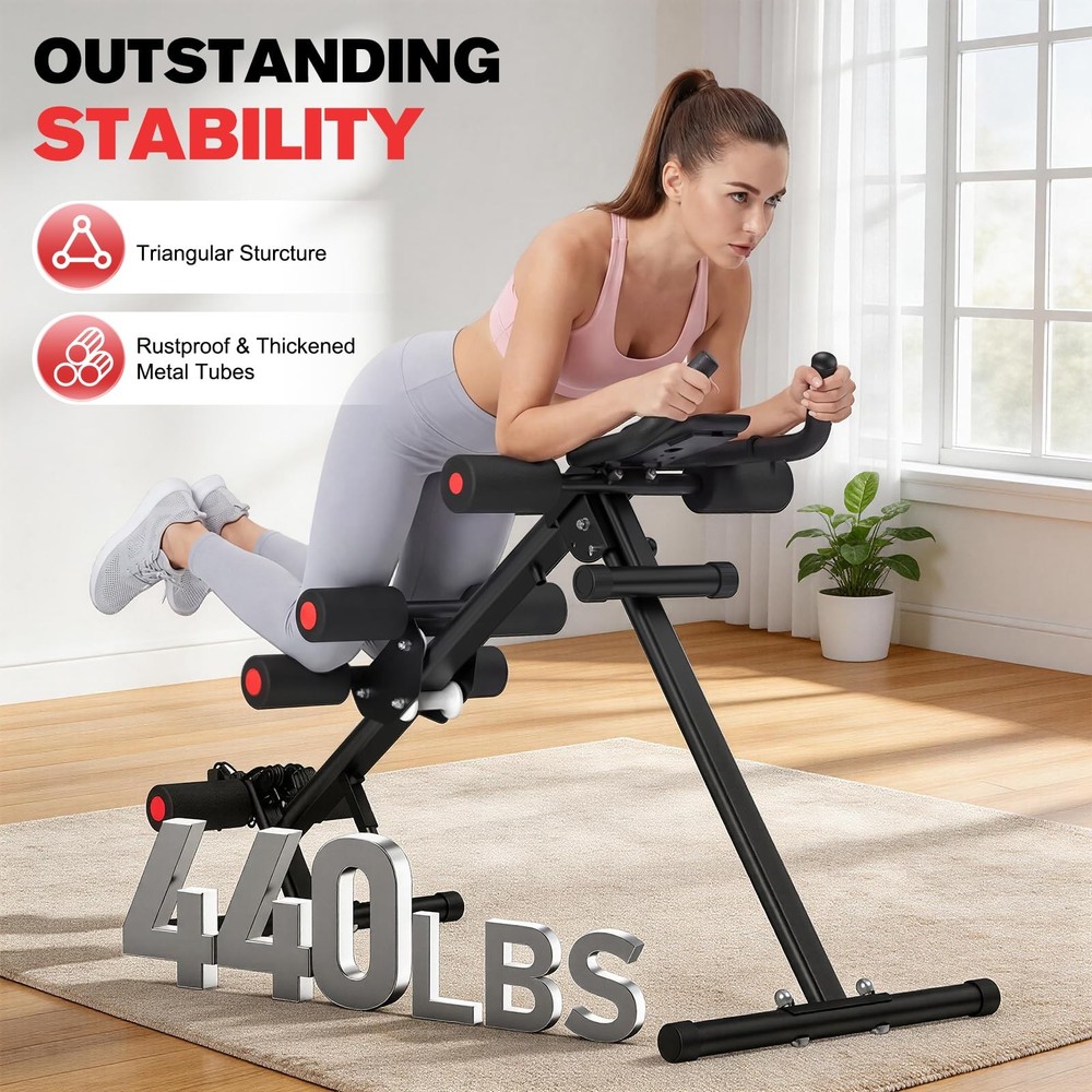 DERACY Ab Workout Machine Adjustable Trainer Abdominal Black - Red