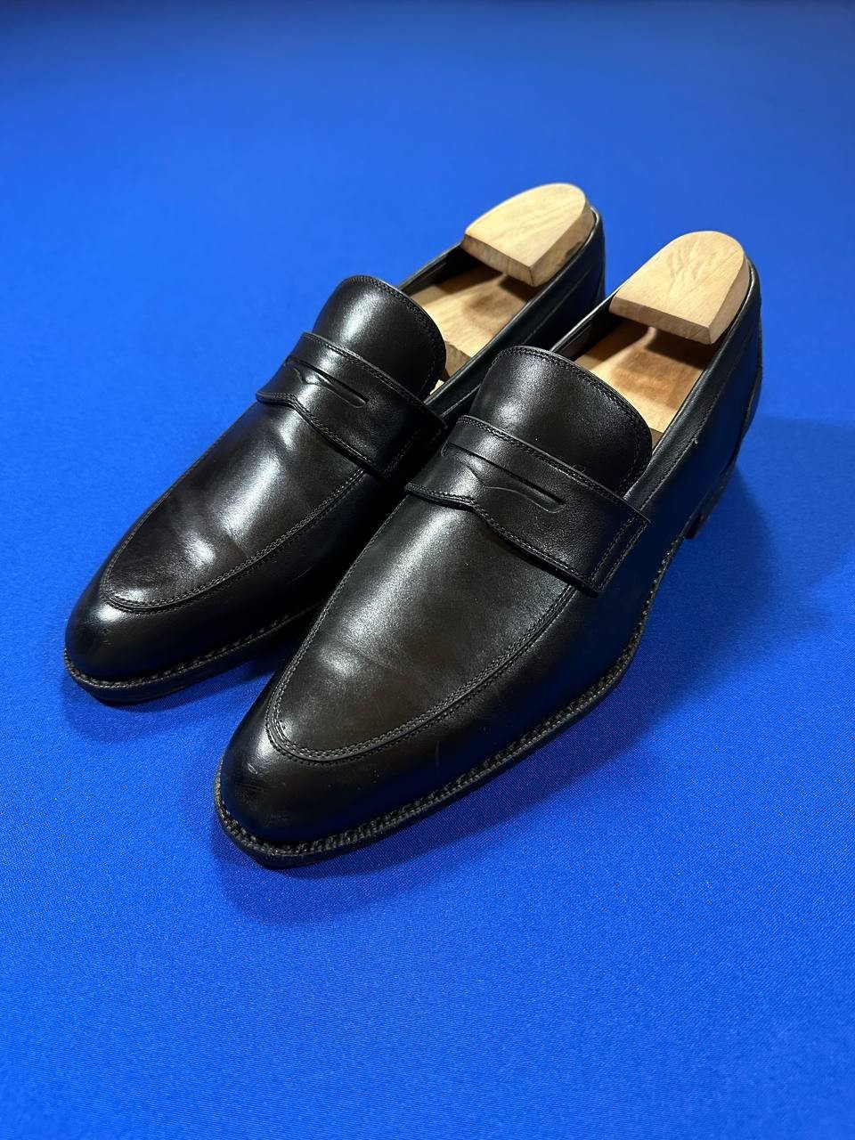 Ermenegildo Zegna men’s black leather penny loafers dress shoes SZ EU 6, US 7