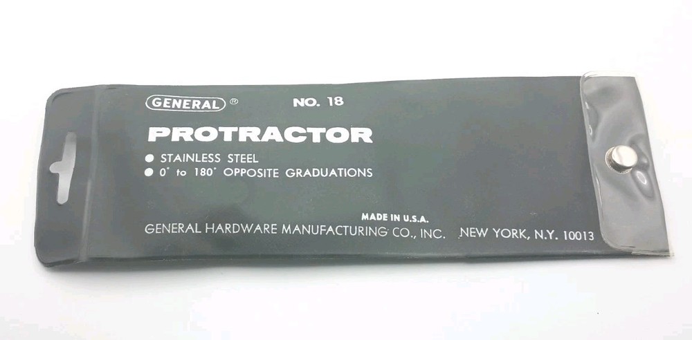 General Hardware No. 18 Protactor 0-180­° Bidirectional Stainless with Case