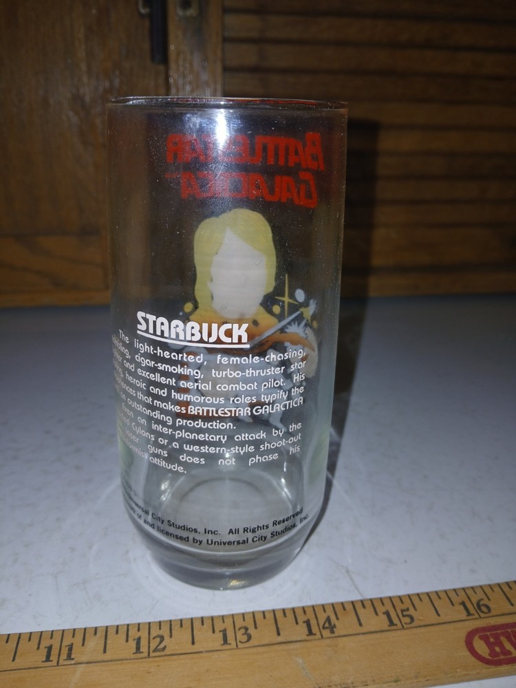 1979 Battlestar Galactia Apollo Drinking Glass Universal City Studios