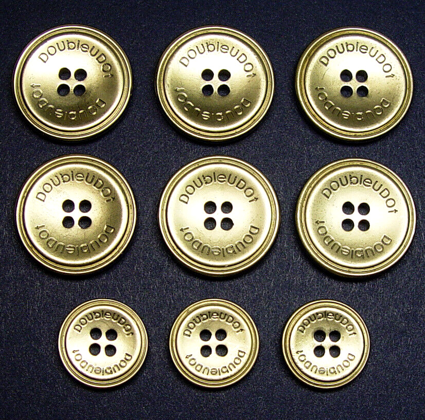 W.DOUBLEUDOT replacement buttons 9 Metallic effect plastic button good used cond
