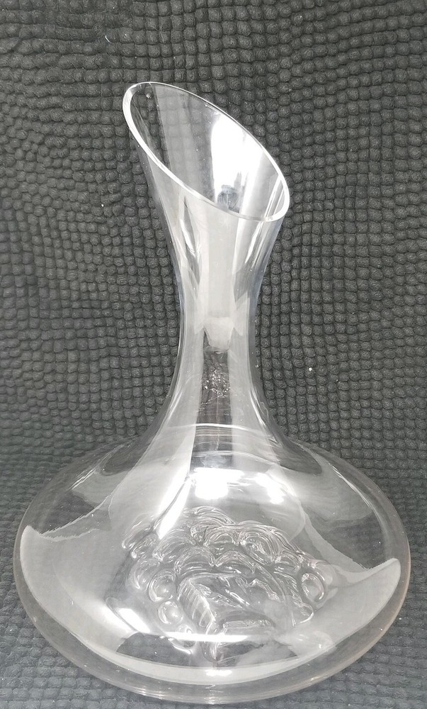 Wide Based Wine Decanter With Raised Grape Design