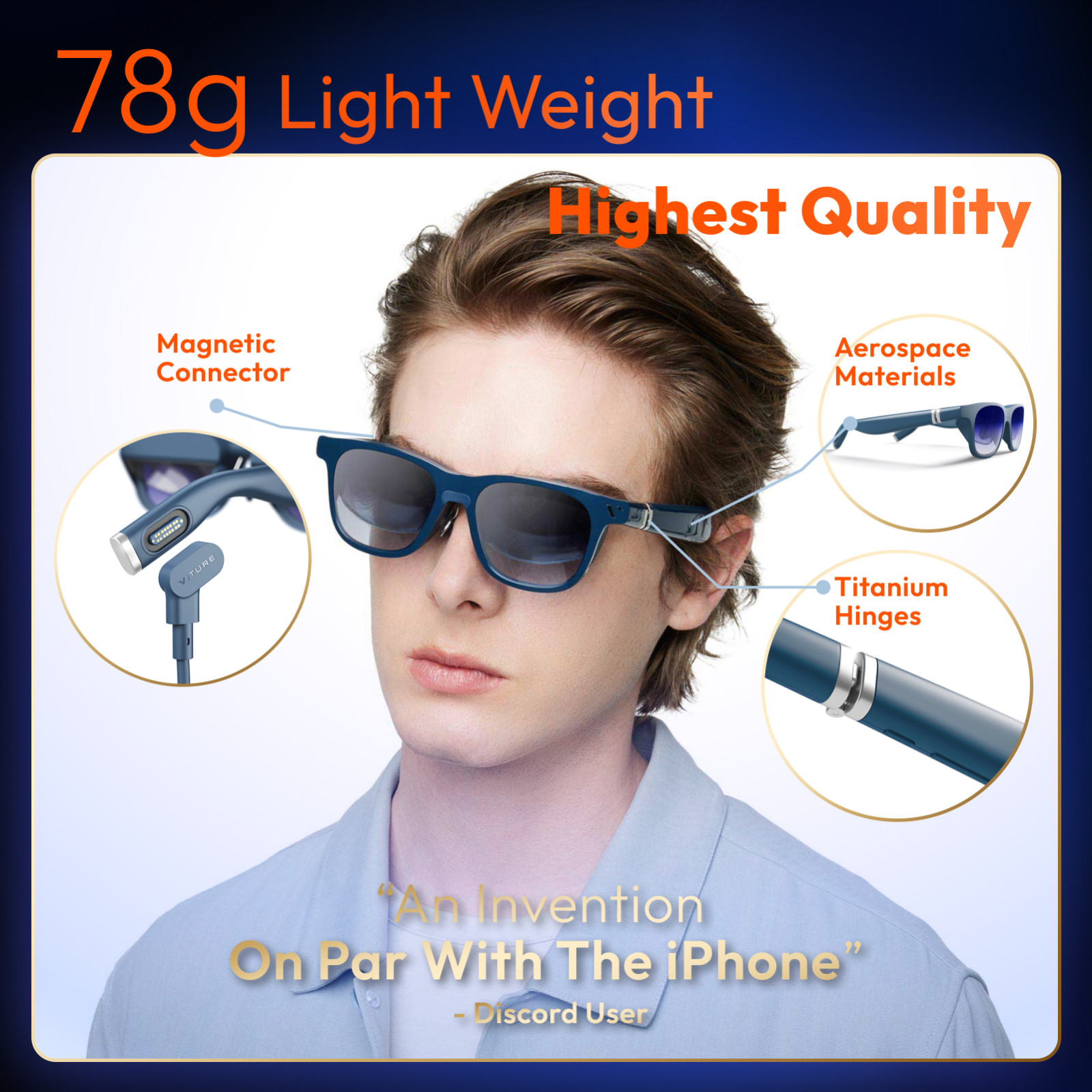 VITURE One XR/AR Glasses 120" Full HD Display Harman Sound Matte Blue (Good)