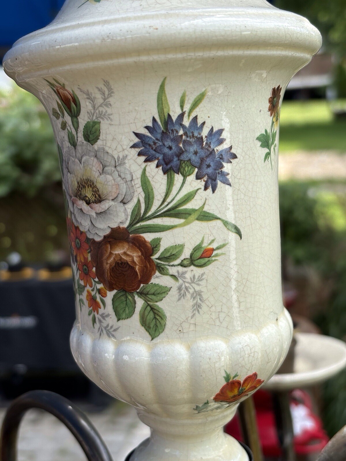 French hand painted 6 arm Porcelain Chandelier from the 20-40s