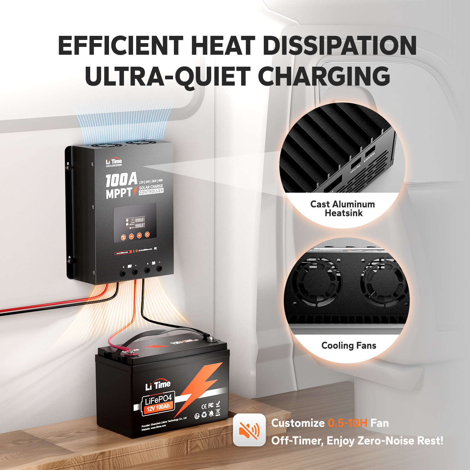 LiTime 100A MPPT 12V/24V/36V/48V Bluetooth Solar Charge Controller For LI GEL