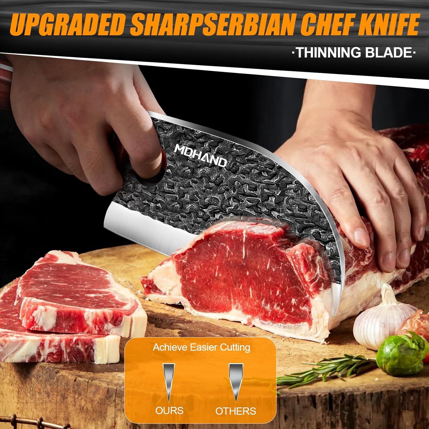 14PCS Butcher Knife Set, Chef Knife Set with Bag Hand Forged Kitchen Knife Set