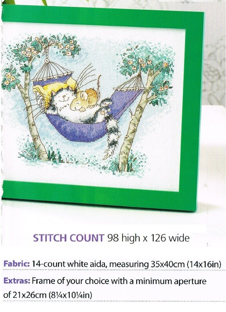 CAT IN HAMMOCK  CROSS STITCH  PATTERN ONLY -  HH  C