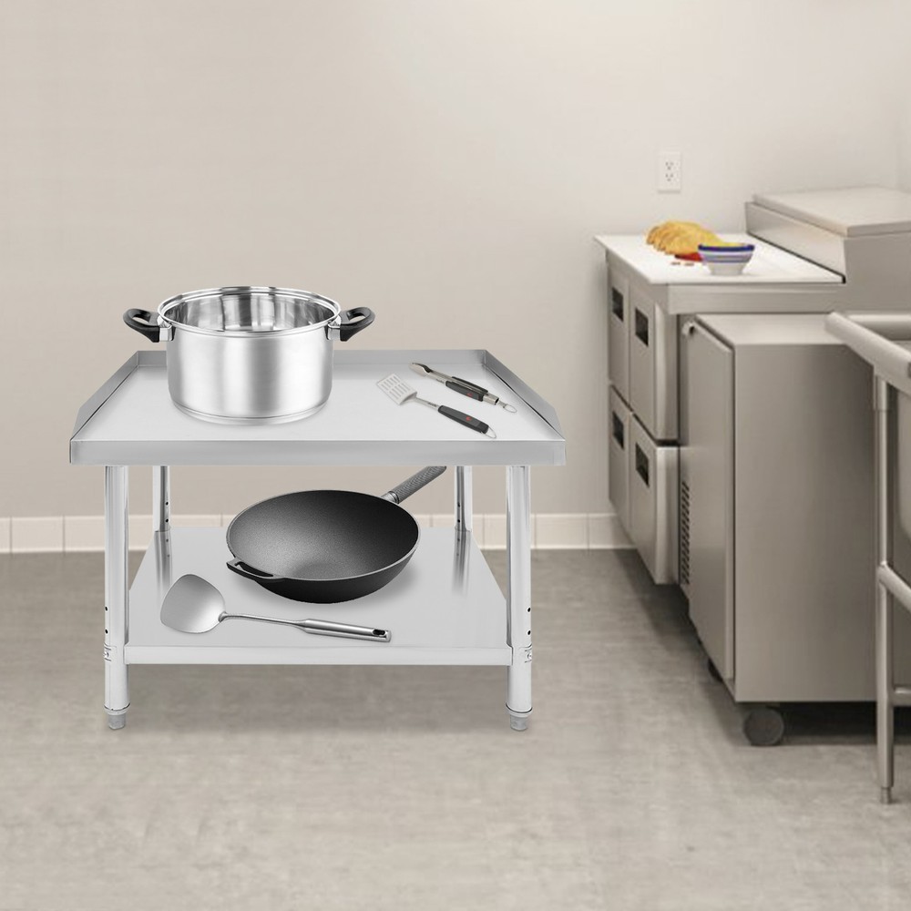 Stainless Steel Adjustable Kitchen Restaurant Work Prep Table With Backsplash