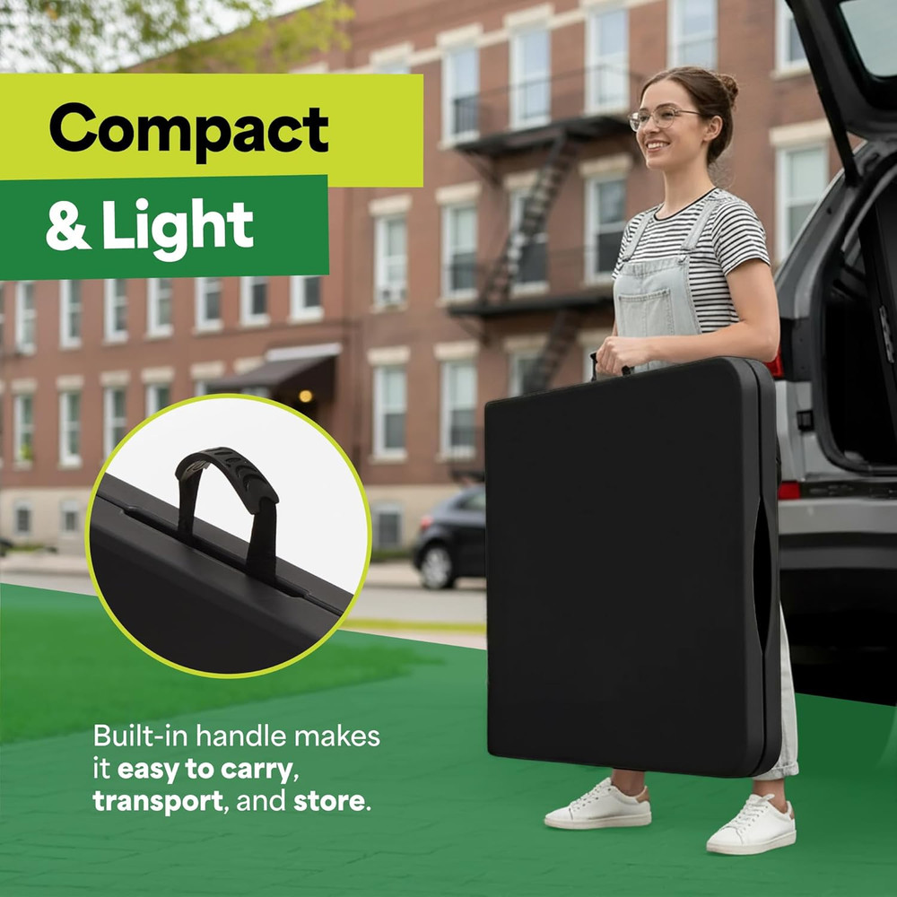 Black 8Ft Folding Table with Handle | Heavy-Duty Foldable Table | Portable Table