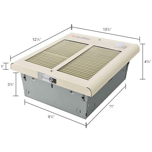 Fan Forced Wall Heater Shaded Pole Motor 1500W 120V