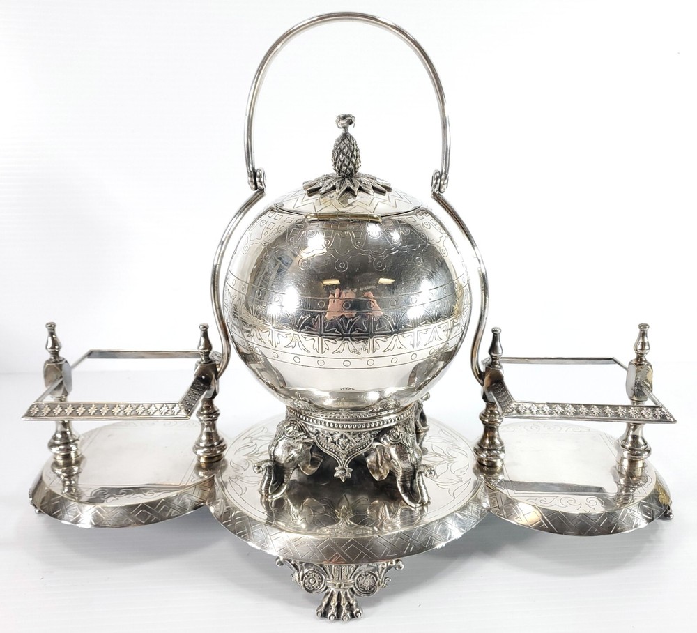 Fancy Antique Silverplate Serving Piece with Elephant Design
