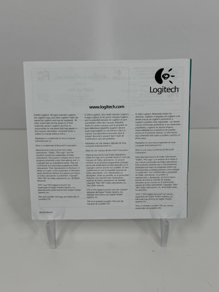 Logitech Z- 680 Setup Guide MANUAL Instructions Booklet