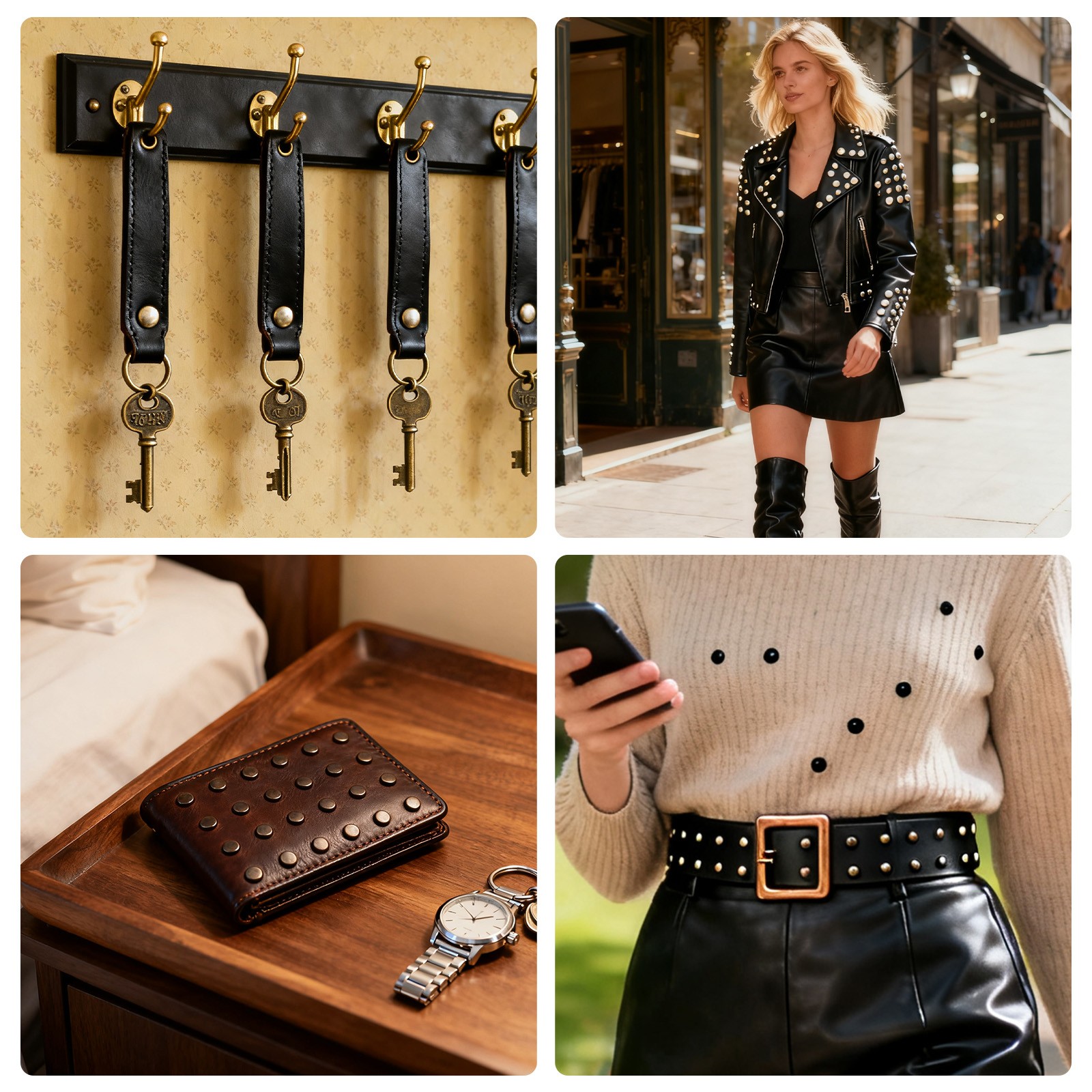 300PCS Leather Rivets Kit Double-Sided w/ Punch Tools for Bags Belts Clothes DIY