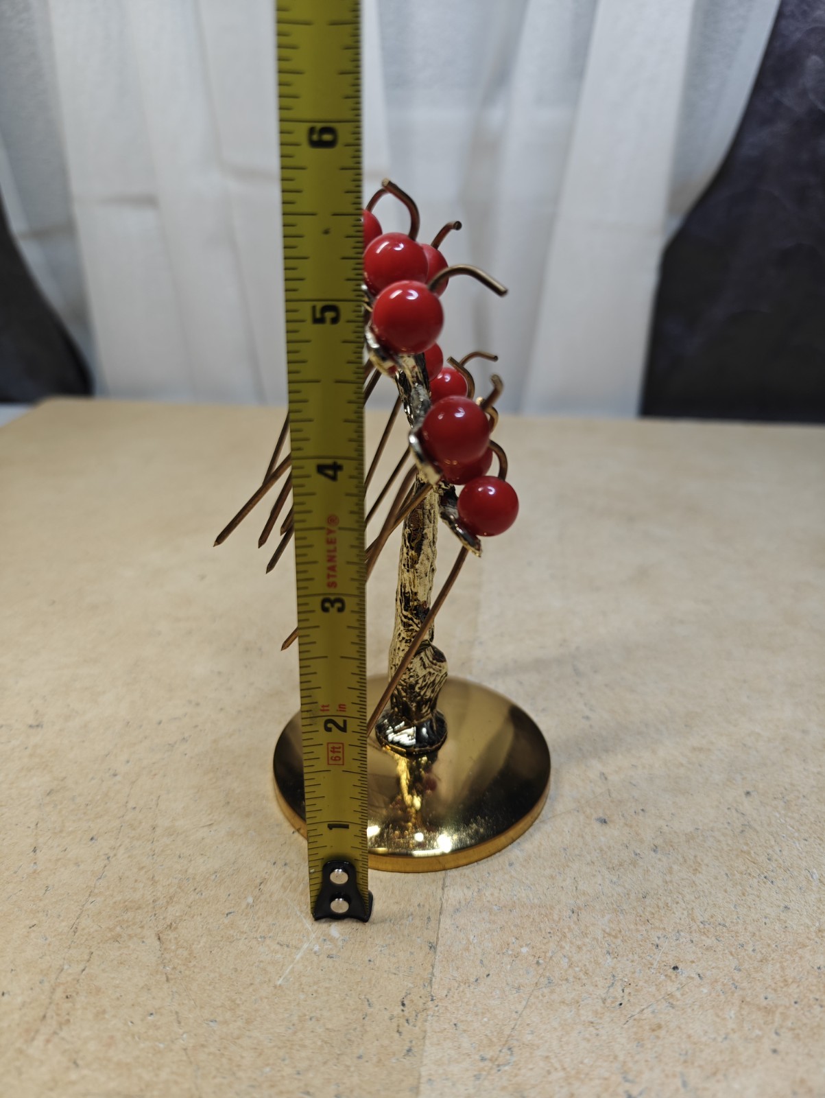 Cherry Tree Cocktail Pick Set Gold Tone, Brass Pick Vintage Mid Century