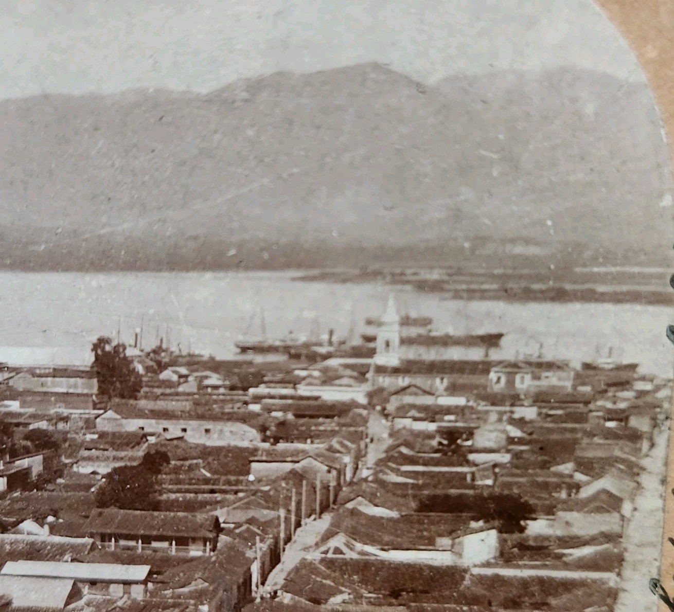 Vtg 1898 Keystone Stereoview Santiago Cuba Harbor Spanish Block House #9415