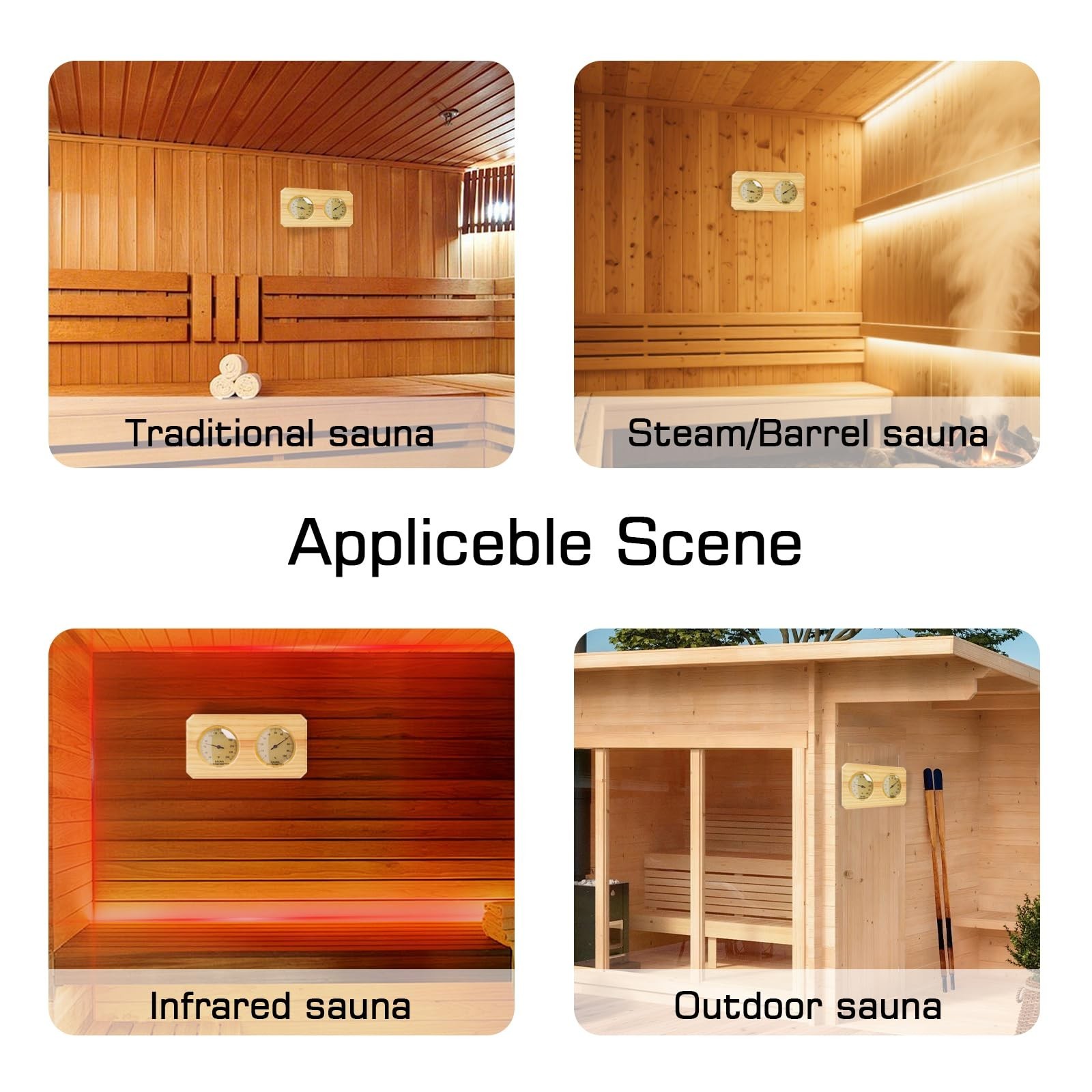 Analog Sauna Thermometer and Hygrometer, 2-in-1 Temperature and Humidity Meter
